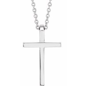 Sterling Silver 12 X 7.61 Mm 18 In Polished Cross Necklace