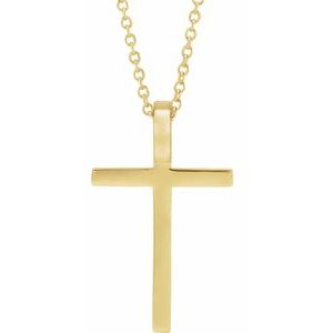 14K Yellow Gold 21.7 X 13.5 Mm 18 In Polished Cross Necklace