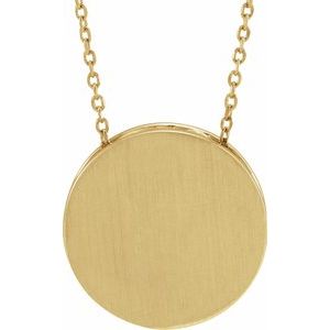 14K Yellow Gold 12.5 Mm 16-18 In Polished Disc Necklace With Scroll Detail