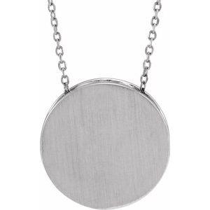 Sterling Silver 17 Mm 16-18 In Polished Disc Necklace With Scroll Detail