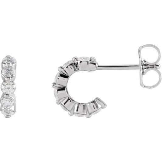 14K White Or Yellow Gold Round 9.25 Mm 2.2 Mm 2Mm I1, Gh Pair Friction Back Polished 3/8 Ctw Natural Diamond Huggie Earrings