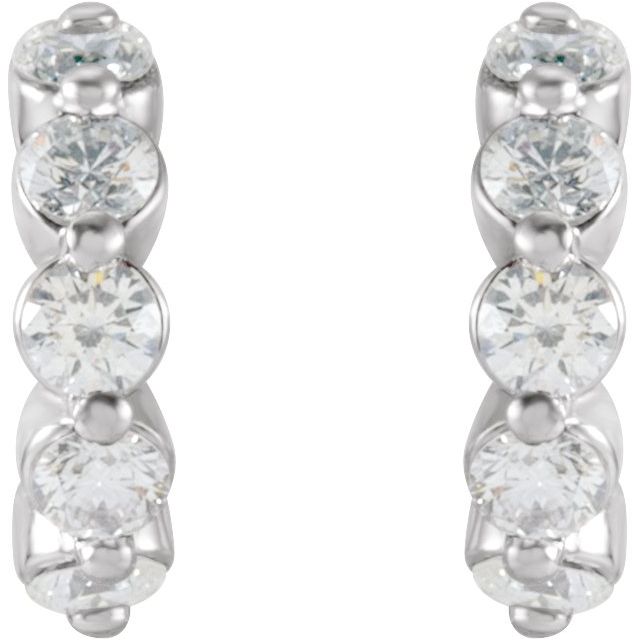 14K White Or Yellow Gold Round 9.25 Mm 2.2 Mm 2Mm I1, Gh Pair Friction Back Polished 3/8 Ctw Natural Diamond Huggie Earrings