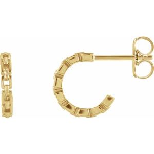 14K Yellow Gold 10.2 X 10.2 Mm Pair Friction Backs Polished Chain Link Hoop Earrings