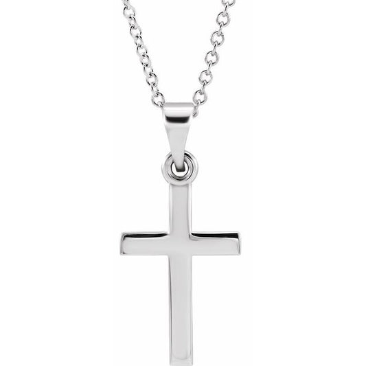 Sterling Silver 21 X 9.7 Mm 18 In Polished Cross Necklace