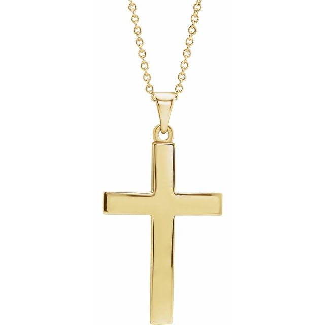 14K White Gold Or Platinum 15.23 X 7.38 Mm 18 In Polished Cross Necklace
