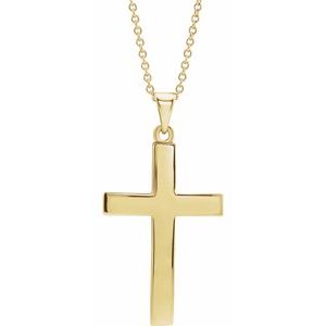 18K Yellow Gold-Plated Sterling Silver 18 In Polished Cross Necklace