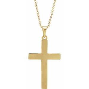 14K Yellow Or White Or Rose Gold 18 In Polished Cross Necklace