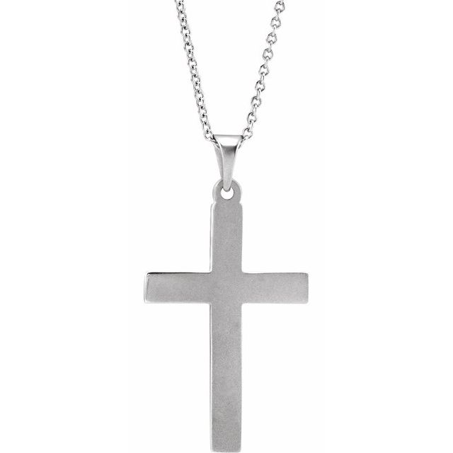 14K White Gold Or Platinum 15.23 X 7.38 Mm 18 In Polished Cross Necklace