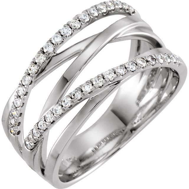 14K White Gold Round 1.2 Mm Polished Diamond Ring, Size 7