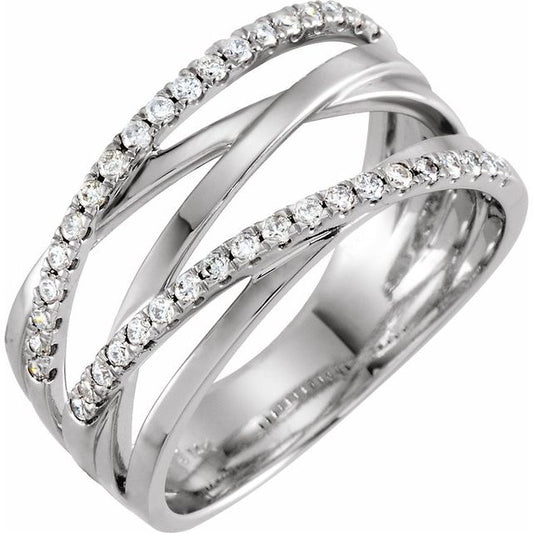 14K White Gold Round 1.2 Mm Polished Diamond Ring, Size 7