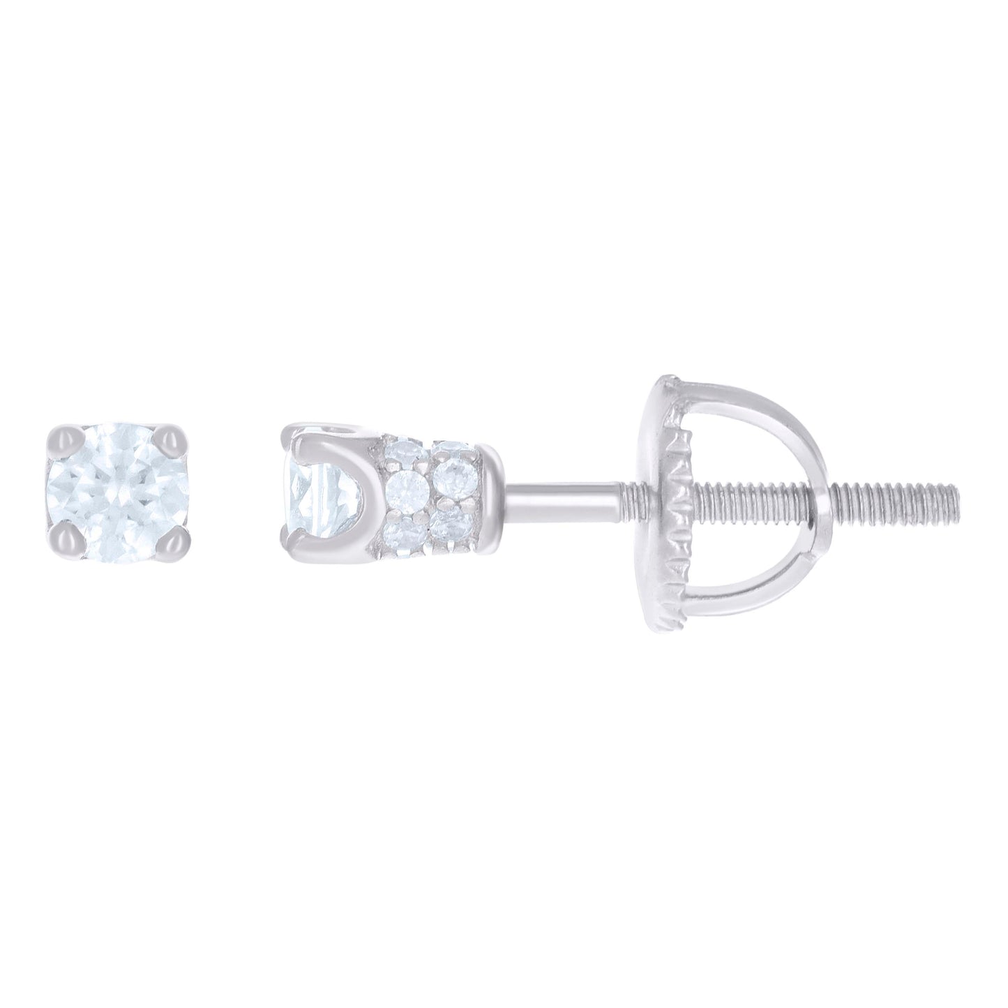 Sterling Silver Yellow-Tone Womens Cubic Zirconia Round Stud Earrings