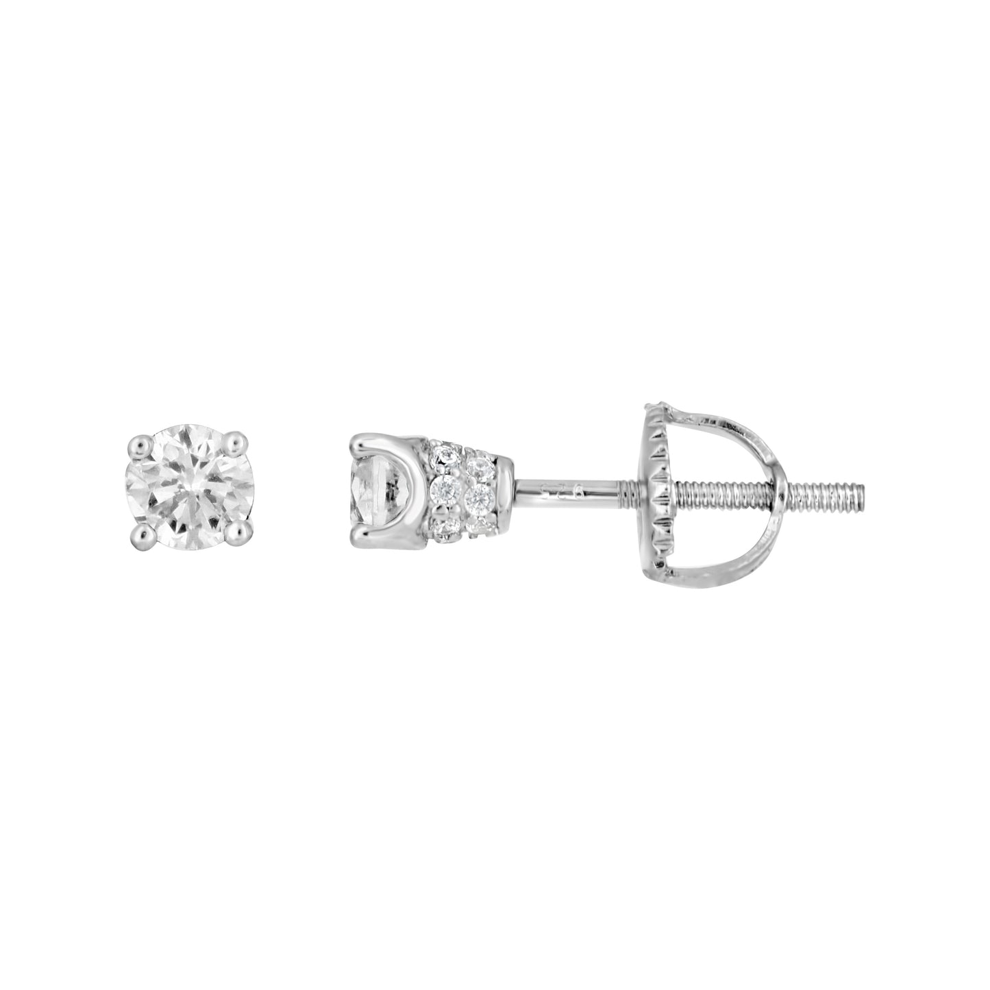 Sterling Silver Yellow-Tone Womens Cubic Zirconia Round Stud Earrings