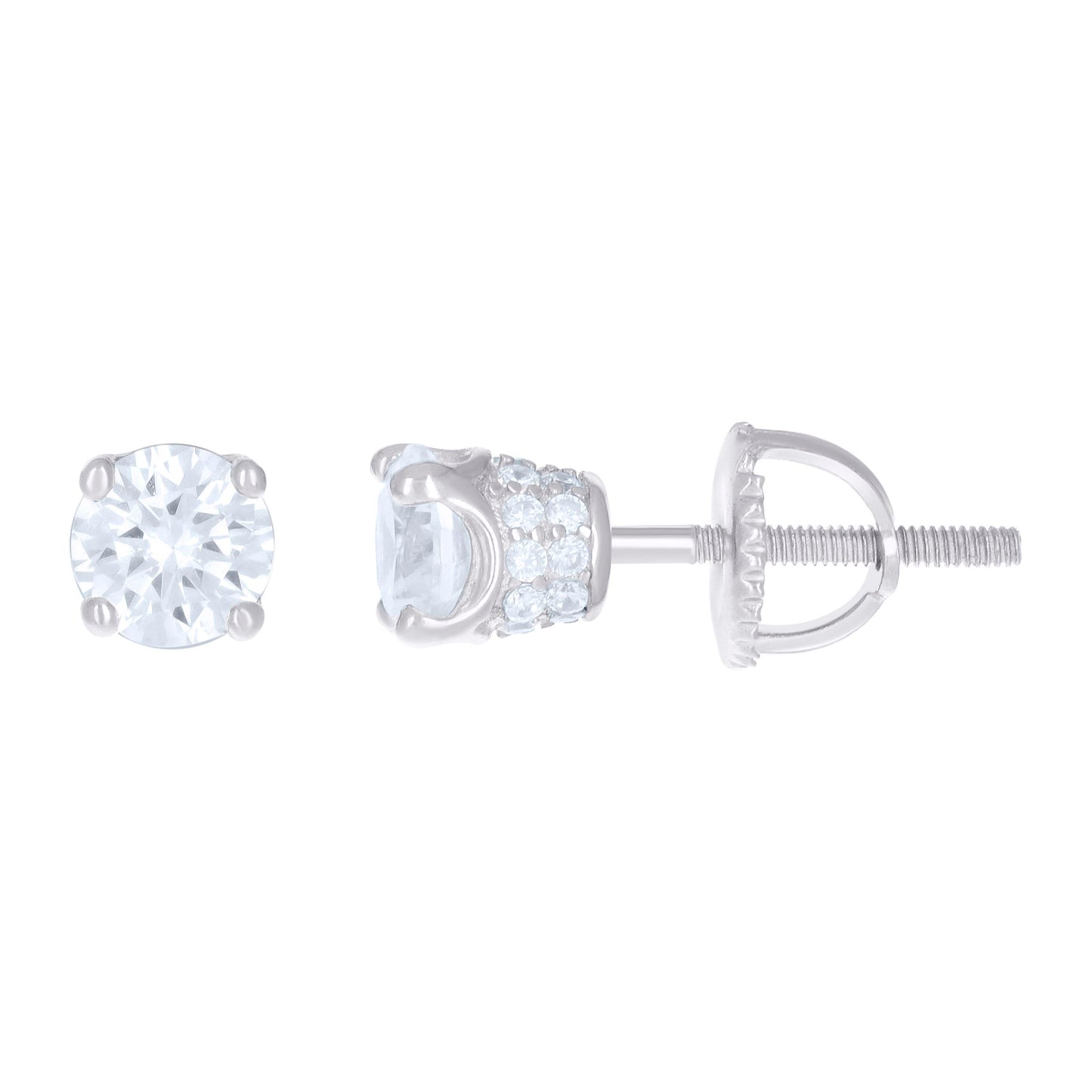 Sterling Silver Yellow-Tone Womens Cubic Zirconia Round Stud Earrings