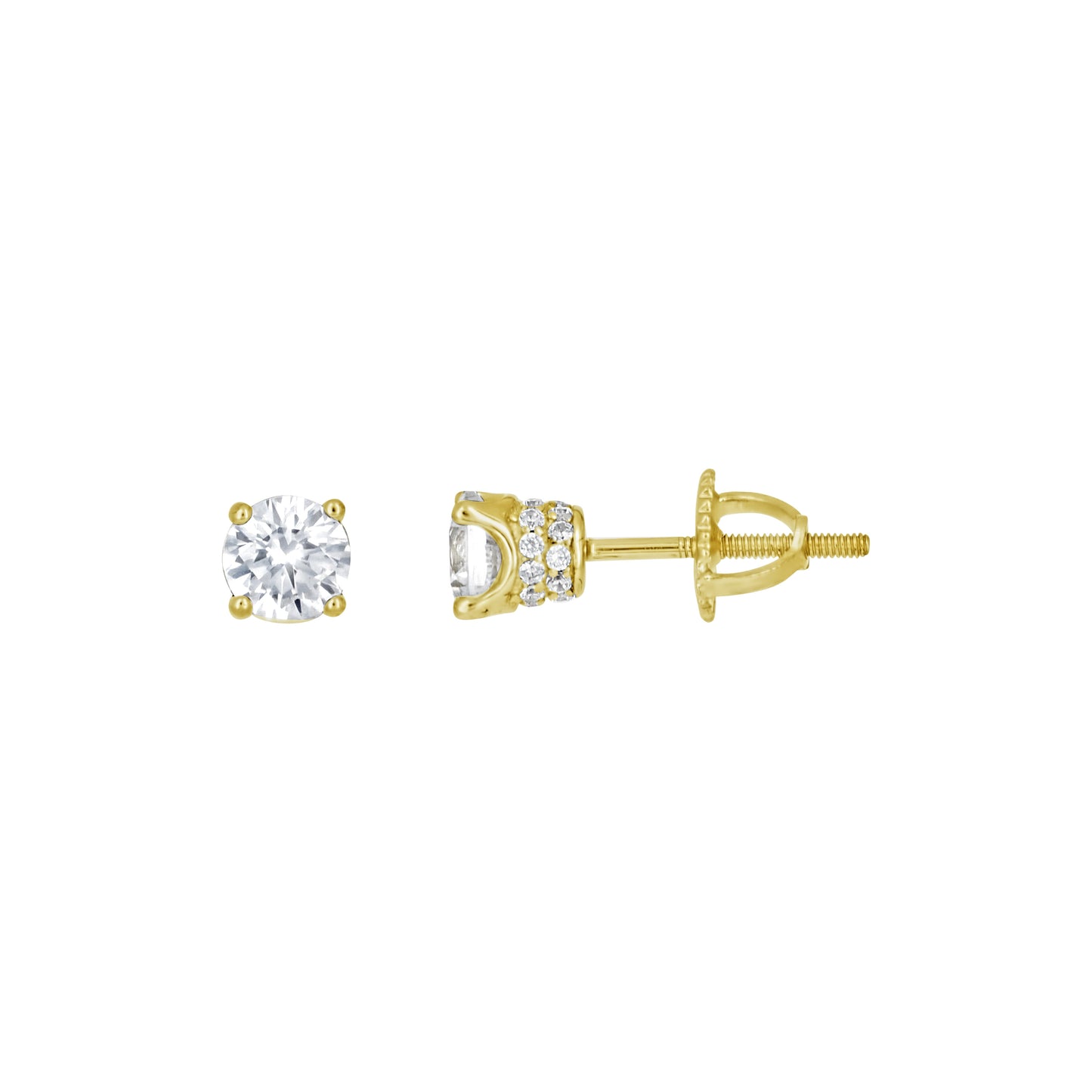 Sterling Silver Yellow-Tone Womens Cubic Zirconia Round Stud Earrings