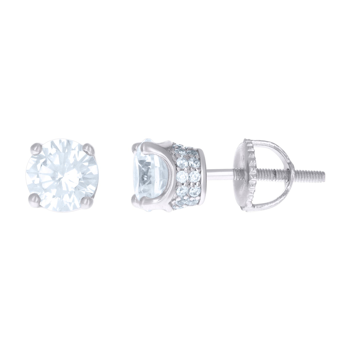 Sterling Silver Yellow-Tone Womens Cubic Zirconia Round Stud Earrings