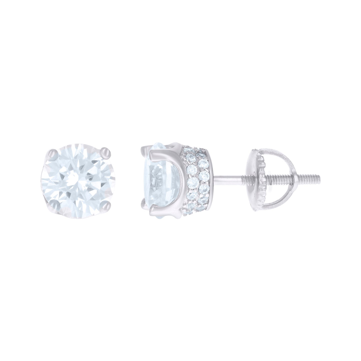 Sterling Silver Yellow-Tone Womens Cubic Zirconia Round Stud Earrings