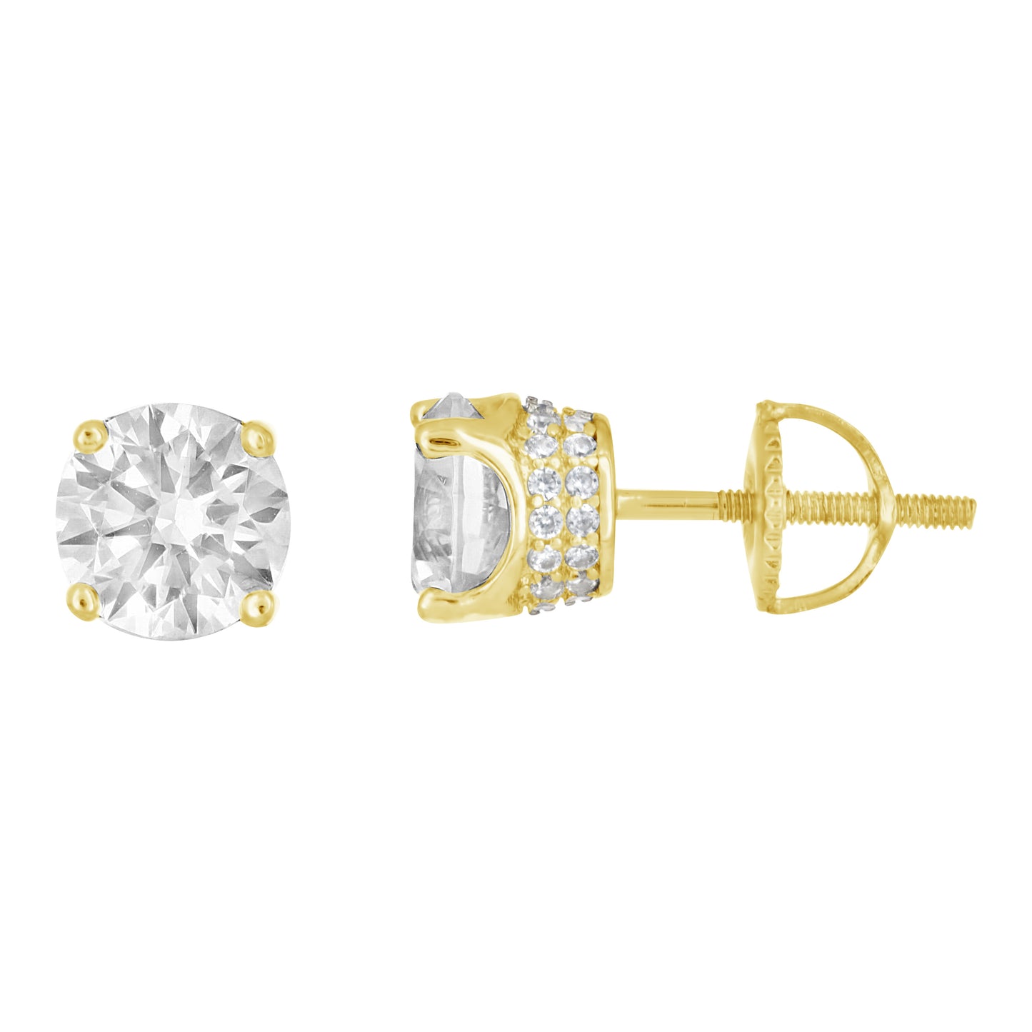 Sterling Silver Yellow-Tone Womens Cubic Zirconia Round Stud Earrings