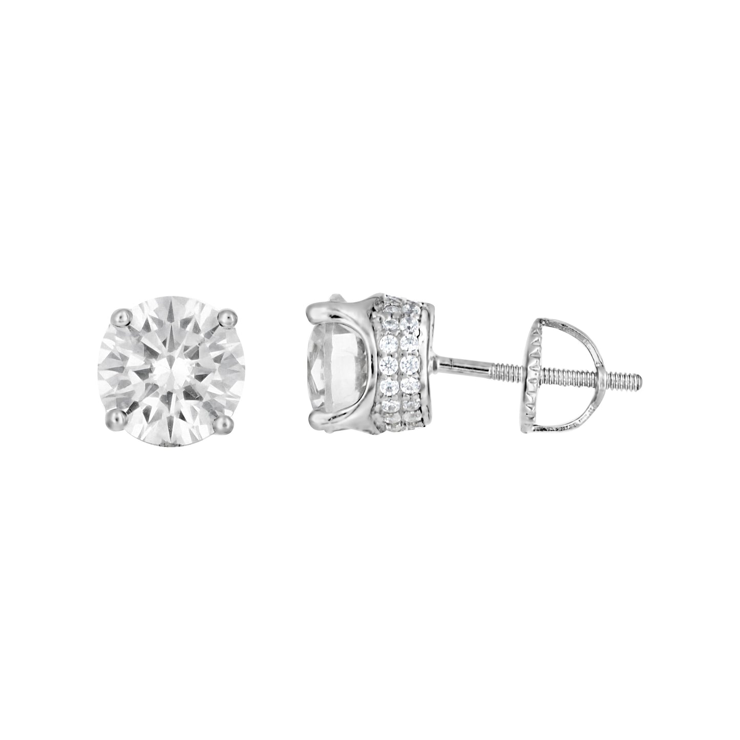 Sterling Silver Yellow-Tone Womens Cubic Zirconia Round Stud Earrings