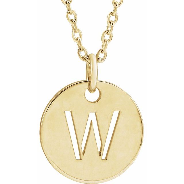 14K Yellow Or White Or Rose Gold 10 Mm 16-18 In Polished Initial Disc Necklace