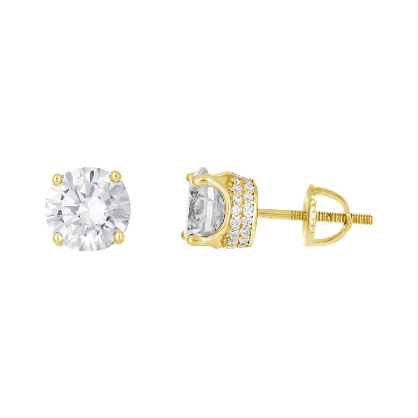 Sterling Silver Yellow-Tone Womens Cubic Zirconia Round Stud Earrings