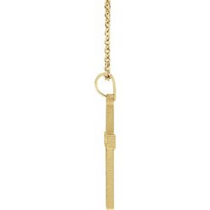 14K Yellow Gold 17 X 11 Mm 18 In Polished Cross Necklace