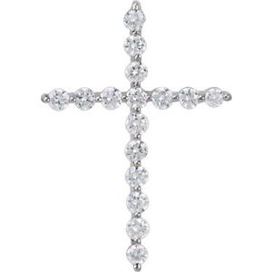 14K White Gold Round 1.5Mm G-H Si1-Si2 1/5 Ctw Lab Grown Diamond Cross Pendant