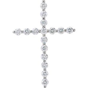 14K White Gold Round 1.7Mm G-H Si1-Si2 1/3 Ctw Lab Grown Diamond Cross Pendant