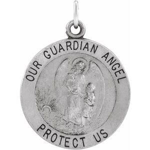 Sterling Silver 15 X 15 Mm Polished Guardian Angel Medal