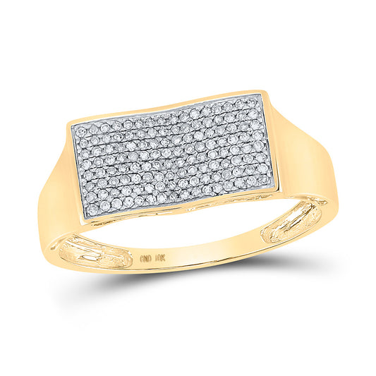 10K Yellow Gold Mens Round Diamond Cluster Ring 1/4 Cttw, Mens Size: 7-13