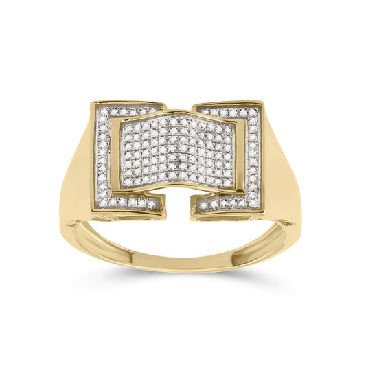 10K Yellow Gold Mens Round Diamond Arched Fashion Ring 1/4 Cttw, Mens Size: 7-13