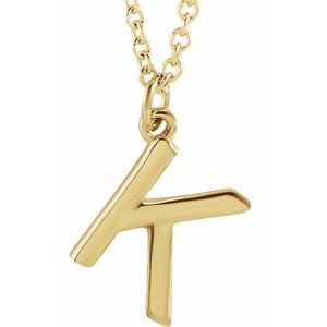 18K Yellow Gold Gold-Plated Sterling Silver Initial 18 In Polished Initial Necklace