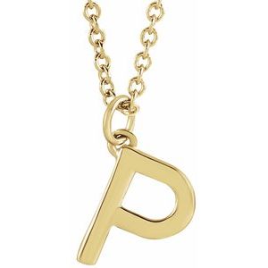 14K Yellow Gold 18 In Polished Initial Necklace