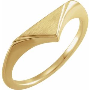 14K Yellow Gold Polished Signet Ring Size 7
