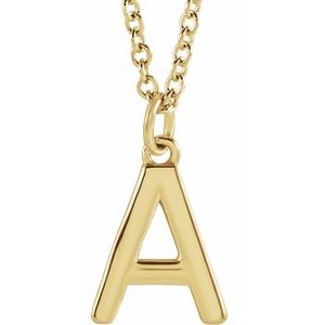 18K Yellow Gold Gold-Plated Sterling Silver Initial 18 In Polished Initial Necklace