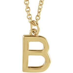14K Yellow Gold 16 In Polished Initial Necklace