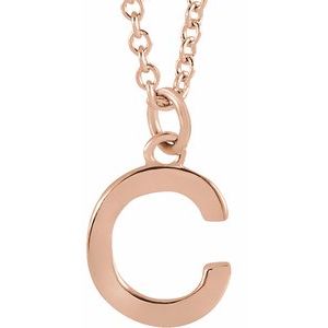 14K Rose Gold 9.5 X 6.7 Mm 18 In Polished Initial Necklace