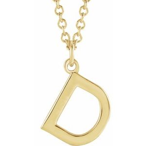 14K Yellow Gold 18 In Polished Initial Necklace