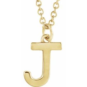 14K Yellow Gold 16 In Polished Initial Necklace