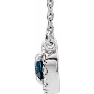 Platinum Oval 6 X 4Mm G-H Si2-Si3 Natural Blue Sapphire And 1/10 Ctw Natural Diamond Necklace, Length: 18 In