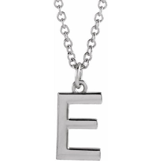 14K Yellow Or White Gold Or Sterling Silver 16 In Polished Initial Necklace
