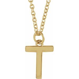 14K Yellow Gold 18 In Polished Initial Necklace