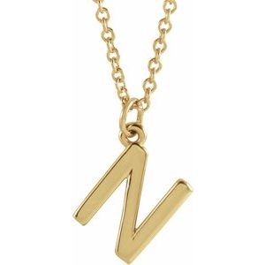 14K Yellow Gold 18 In Polished Initial Necklace