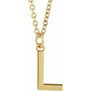 14K Yellow Gold 18 In Polished Initial Necklace