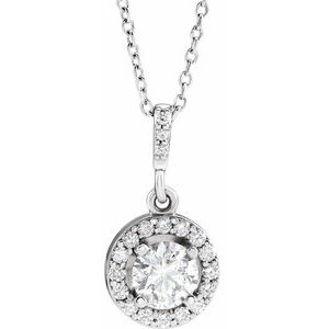 14K White Gold Round 4.8Mm Gh Si1-Si2 5/8 Ctw Lab-Grown Diamond Necklace, Length: 18 In