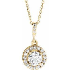 14K Yellow Gold Round 4.2Mm Gh Si1-Si2 1/2 Ctw Lab-Grown Diamond Necklace, Length: 18 In