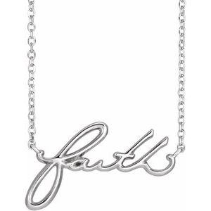 Sterling Silver 21.29 X 12.29 Mm 18 In Polished Faith Necklace