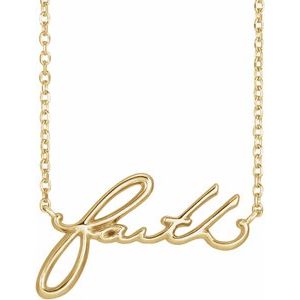 14K Yellow Gold 21.29 X 12.29 Mm 18 In Polished Faith Necklace