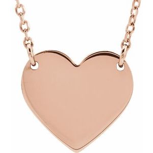 18K Rose Gold-Plated Sterling Silver 8 X 7.2 Mm 16-18 In Polished Engravable Heart Necklace