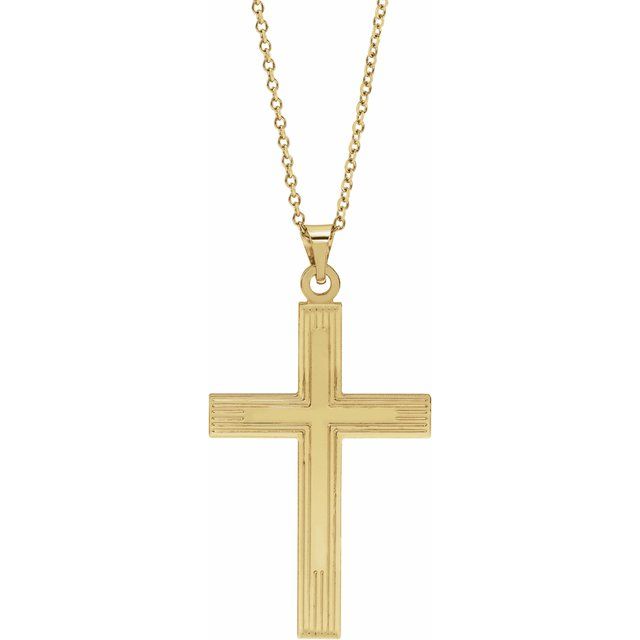 14K Yellow Gold 29 X 19 Mm 18 In Polished Cross Necklace