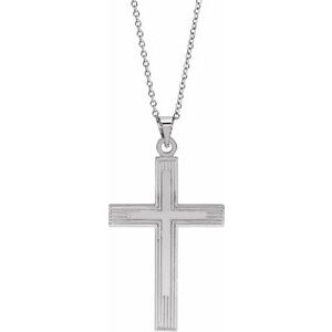 14K White Gold 29 X 19 Mm 18 In Polished Cross Necklace